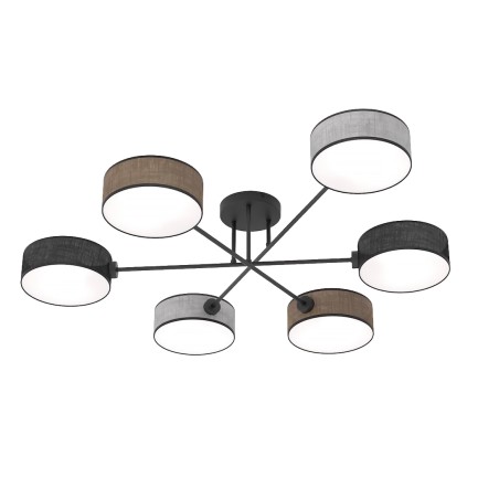 Lorix black+brown+gray ceiling lamp (6 lights)