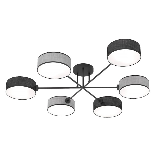 Lorix black and gray ceiling lamp (6 lights)