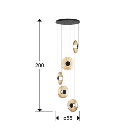 LED Cluster Pendant Lamp Diabolo (5x12W)