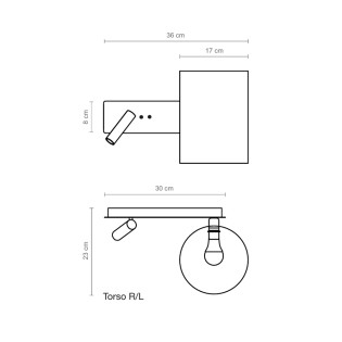 Wall lamp with LED reader Torso L (3W)
