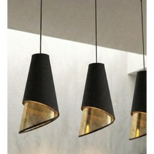 Lámpara colgante Vist Negro+Oro (3 luces)