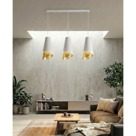 Lámpara colgante Vist Blanco+Oro (3 luces)