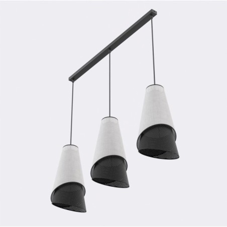 Lámpara colgante Vist Negro+Gris (3 luces)