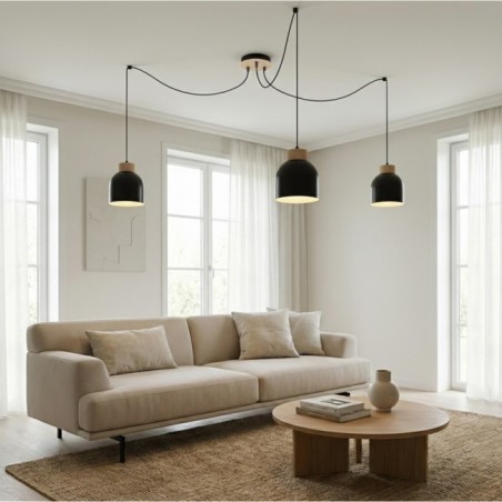 Lámpara colgante Prut Negro (3 luces)