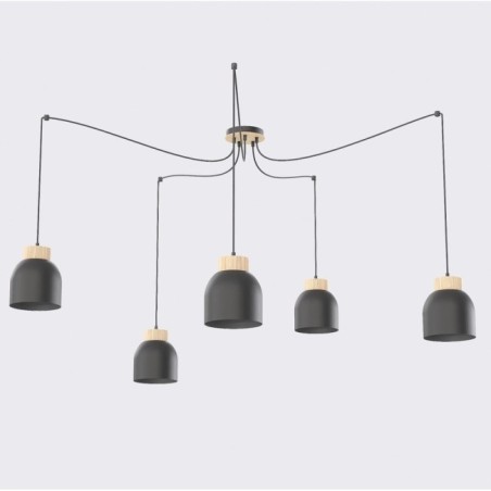 Lámpara colgante Prut Negro (5 luces)