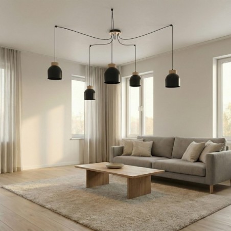 Lámpara colgante Prut Negro (5 luces)