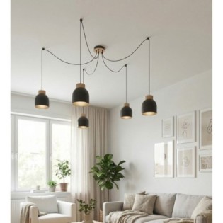 Lámpara colgante Prut Negro (5 luces)