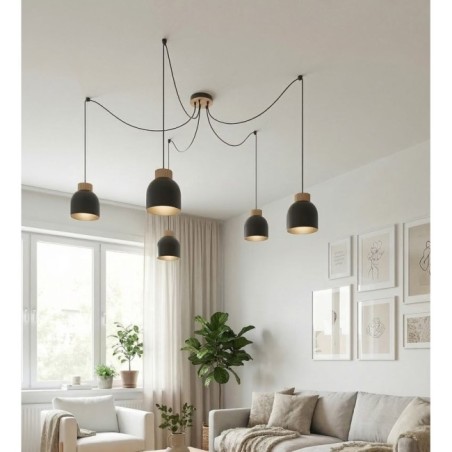 Lámpara colgante Prut Negro (5 luces)