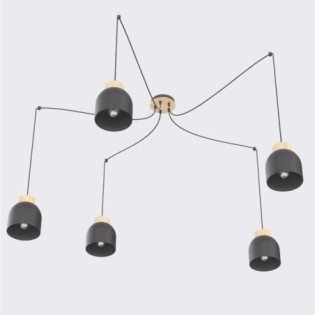 Lámpara colgante Prut Negro (5 luces)