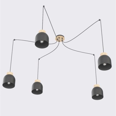 Lámpara colgante Prut Negro (5 luces)