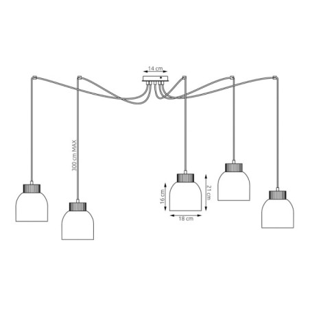 Lámpara colgante Prut Negro (5 luces)