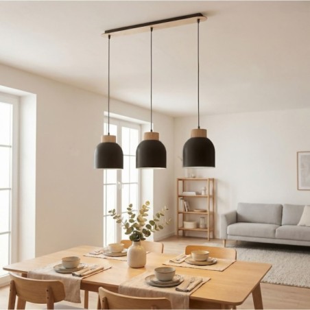 Lámpara colgante Oka Negro (3 luces)