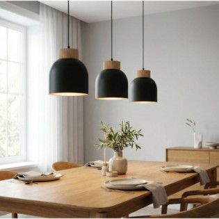 Lámpara colgante Oka Negro (3 luces)