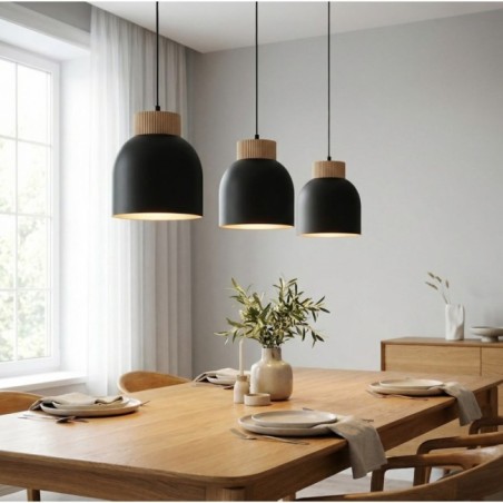 Lámpara colgante Oka Negro (3 luces)