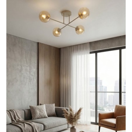Drin Amber Mocha Ceiling Lamp (4 lights)