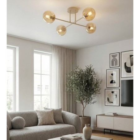 Drin Amber Mocha Ceiling Lamp (4 lights)