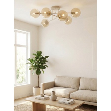 Drin Amber Mocha Ceiling Lamp (6 lights)