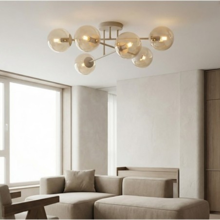 Drin Amber Mocha Ceiling Lamp (6 lights)