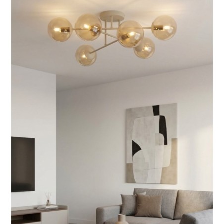 Drin Amber Mocha Ceiling Lamp (6 lights)