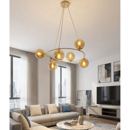 Ibar Amber Pendant Lamp (6 lights)