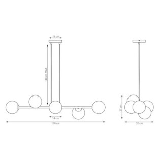 Odra Moca Opal Pendant Lamp (6 lights)