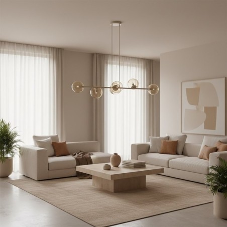 Odra Moka Amber Pendant Lamp (6 lights)