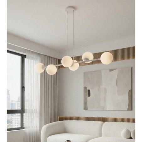 Odra Gray Opal Pendant Lamp (6 lights)