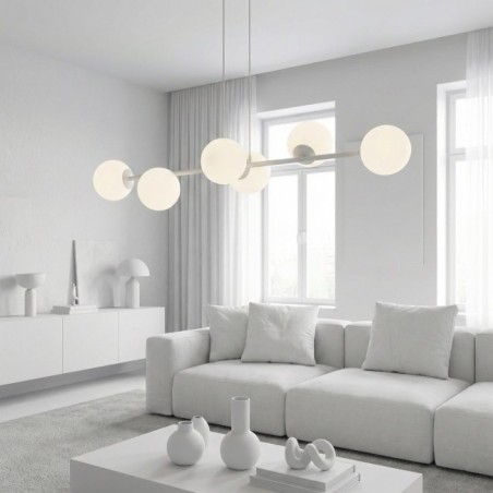 Odra Gray Opal Pendant Lamp (6 lights)