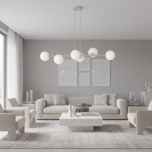 Odra Gray Opal Pendant Lamp (6 lights)
