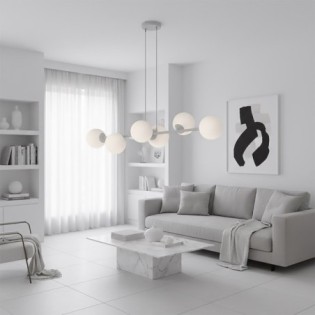 Odra Gray Opal Pendant Lamp (6 lights)