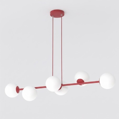 Odra Bordeaux Opal Pendant Lamp (6 lights)