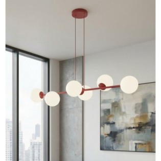 Odra Bordeaux Opal Pendant Lamp (6 lights)