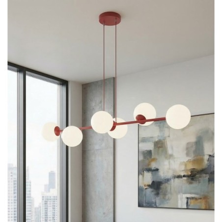 Odra Bordeaux Opal Pendant Lamp (6 lights)