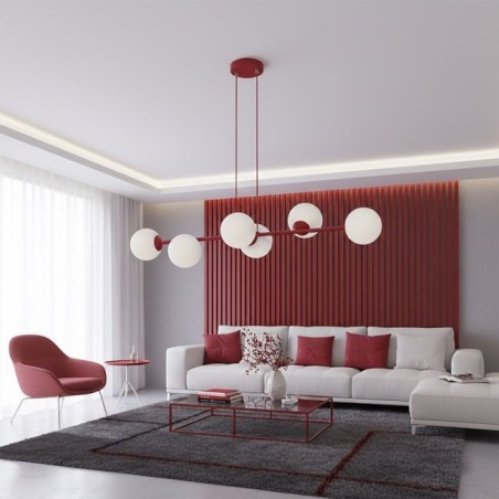 Odra Bordeaux Opal Pendant Lamp (6 lights)