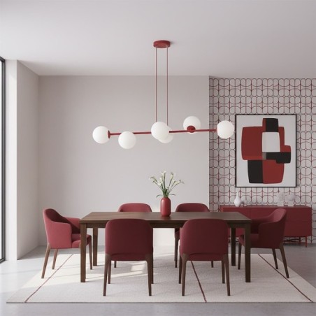 Odra Bordeaux Opal Pendant Lamp (6 lights)