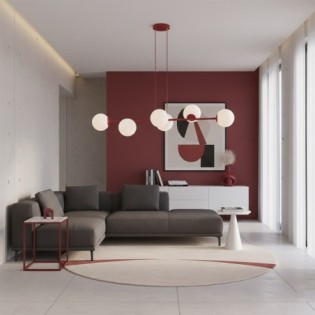 Odra Bordeaux Opal Pendant Lamp (6 lights)