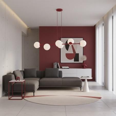 Odra Bordeaux Opal Pendant Lamp (6 lights)