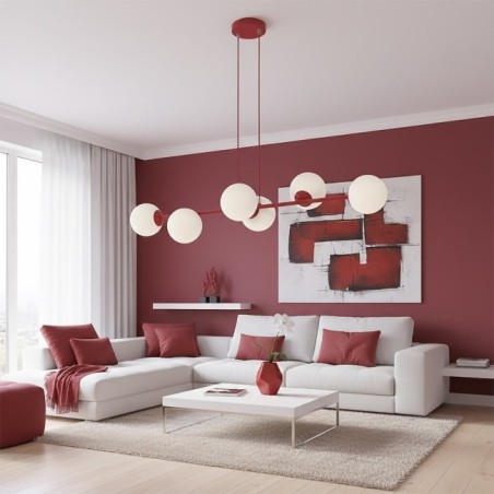 Odra Bordeaux Opal Pendant Lamp (6 lights)