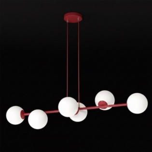 Odra Bordeaux Opal Pendant Lamp (6 lights)