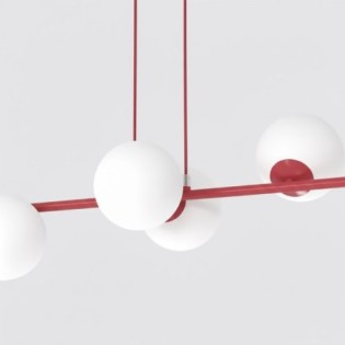 Odra Bordeaux Opal Pendant Lamp (6 lights)