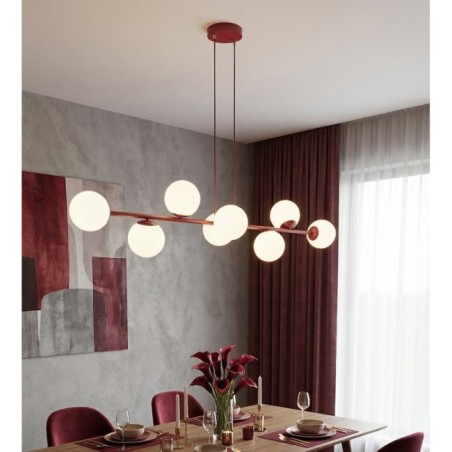 Odra Bordeaux Opal Pendant Lamp (8 lights)