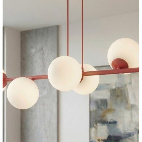 Odra Bordeaux Opal Pendant Lamp (8 lights)