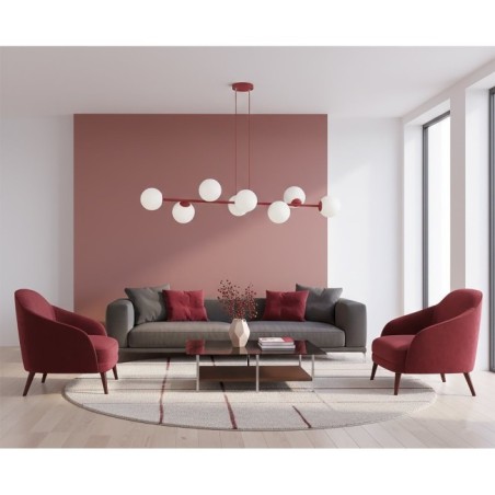 Odra Bordeaux Opal Pendant Lamp (8 lights)