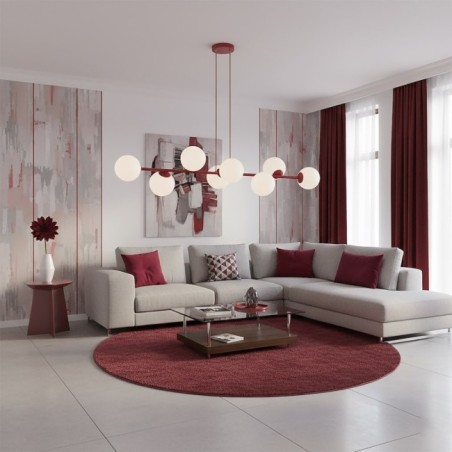 Odra Bordeaux Opal Pendant Lamp (8 lights)