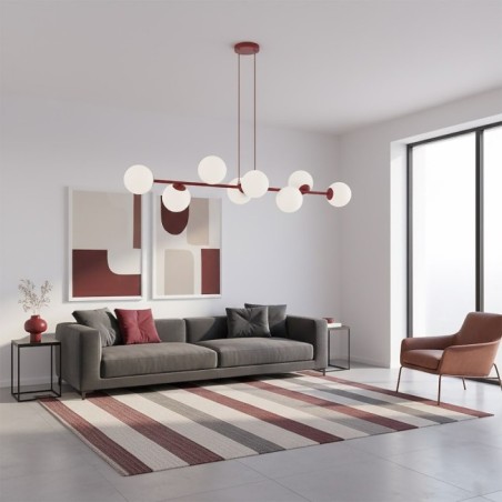 Odra Bordeaux Opal Pendant Lamp (8 lights)