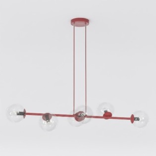 Lámpara colgante Odra Burdeos transparente (6 luces)