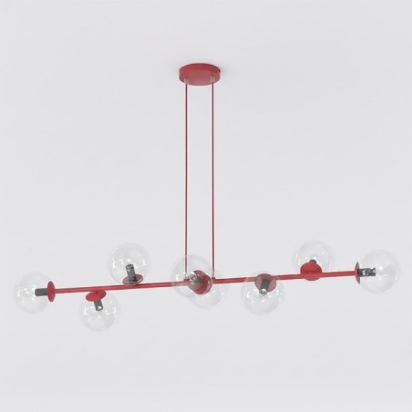 Odra Burgundy Transparent Pendant Lamp (8 Lights)