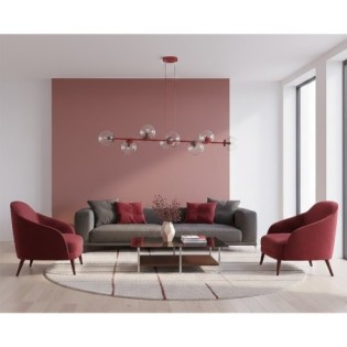 Odra Burgundy Transparent Pendant Lamp (8 Lights)