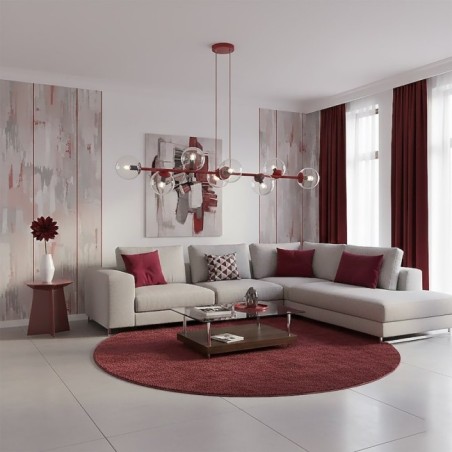 Odra Burgundy Transparent Pendant Lamp (8 Lights)