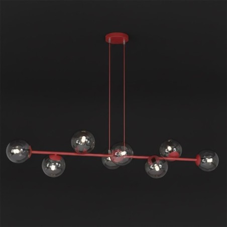 Odra Burgundy Transparent Pendant Lamp (8 Lights)